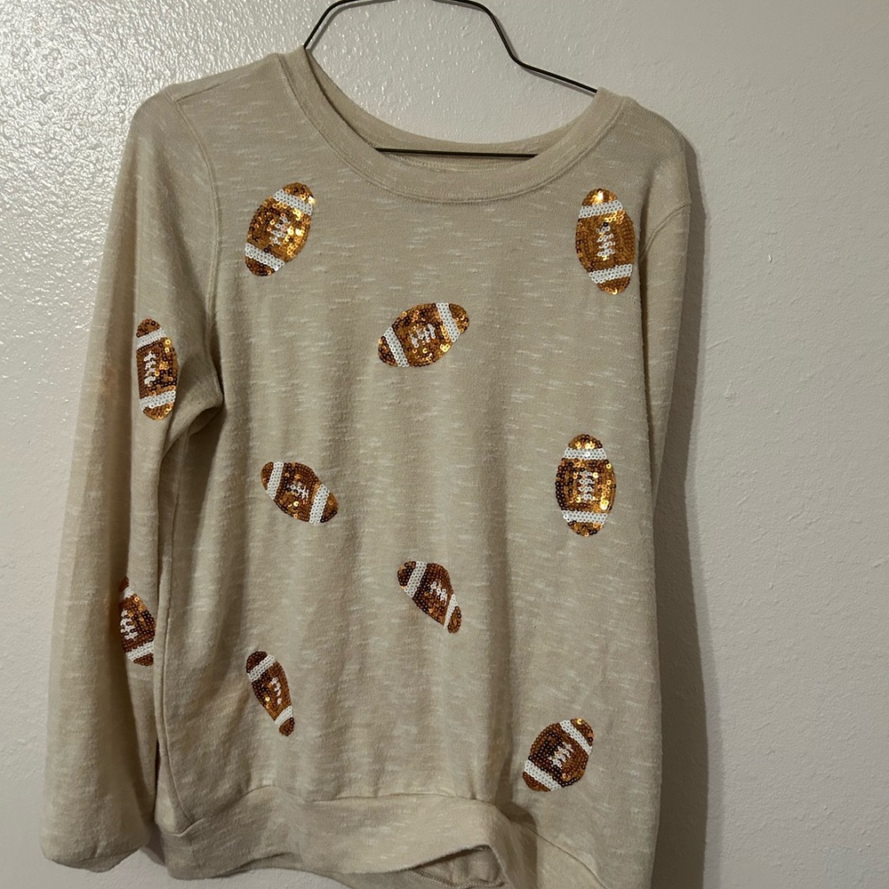 Cream Sweatshirt with Sequin Footballs
